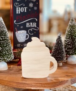 Mug with Whipped Cream Craft Wood, Unfinished Tiered Tray Decor, Coffee Bar Decor, Cafe Decor, Hot Cocoa Bar Decor, Coffee Tiered Tray, Christmas Tiered Tray Decor, DIY Christmas Decor, Free Standing Craft Wood, Ready to Paint Craft Wood, DIY Craft Wood, Chunky Wood Mug with Whipped Cream