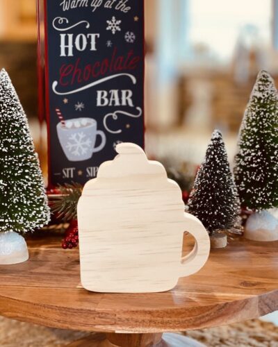 Mug with Whipped Cream Craft Wood, Unfinished Tiered Tray Decor, Coffee Bar Decor, Cafe Decor, Hot Cocoa Bar Decor, Coffee Tiered Tray, Christmas Tiered Tray Decor, DIY Christmas Decor, Free Standing Craft Wood, Ready to Paint Craft Wood, DIY Craft Wood, Chunky Wood Mug with Whipped Cream