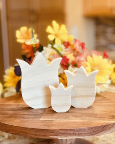 Tulip Flower Shaped Craft Wood, Unfinished Tiered Tray Decor, Wood Tulip, DIY Easter Decor, DIY Wood Crafts, Spring Tulip Flower, Spring Flower, DIY Spring Decor, Ready to Paint Craft Wood, Unfinished Wood Craft, Easter Crafts, Spring Tiered Tray Decor, Free Standing Wood Tulip, Read to Paint Wood Tulip