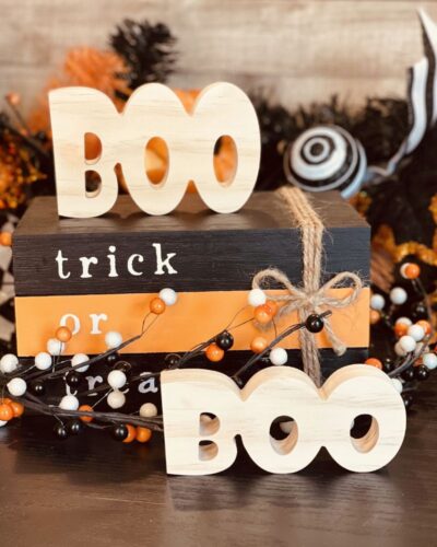 BOO Word Shaped Craft Wood, Halloween Tiered Tray Decor, Halloween Craft Wood, Halloween Decor, Halloween DIY Decor, Boo Word Cut Out, Unfinished BOO Word Cut Out, Ready to Paint Craft Wood