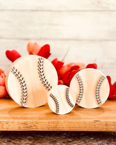 Baseball Shaped Craft Wood, Unfinished Tiered Tray Decor, Sports Craft Wood, DIY Sports Decor, Ready to Paint Baseball, Ready to Paint Craft Wood, Unfinished Tiered Tray Decor, DIY Craft Wood, Free Standing Craft Wood