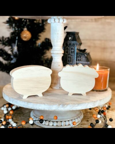 Cauldron Shaped Craft Wood, Halloween Tiered Tray Decor, Wood Witch Cauldon, Halloween DIY Craft Wood, Halloween Decor, Cauldron with Bubbles, Unfinished Tiered Tray Decor, Ready to Paint Craft Wood, Free Standing Craft Wood