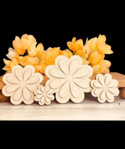 Daisy Shaped Craft Wood, Unfinished Tiered Tray Decor, Wood Daisy, DIY Easter Decor, DIY Wood Crafts, DIY Spring Decor, Ready to Paint Craft Wood, Unfinished Wood Craft, Easter Crafts, Easter Tiered Tray Decor, Read to Paint Wood Daisy, Laser Cut Wood Daisy