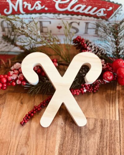 Double Stick Candy Cane Shaped Craft Wood, Christmas Tiered Tray Decor, Christmas Candy Cane, DIY Christmas Decor, Free Standing Craft Wood, Ready to Paint Craft Wood, Unfinished Tiered Tray Decor, DIY Craft Wood, Hot Cocoa Bar Decor