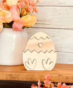 Easter Egg Chick Shaped Craft Wood, Unfinished Tiered Tray Decor, Wood Chick, DIY Easter Decor, DIY Wood Crafts, DIY Spring Decor, Ready to Paint Craft Wood, Unfinished Wood Craft, Easter Crafts, Easter Tiered Tray Decor, Free Standing Wood Chick, Read to Paint Wood Chick