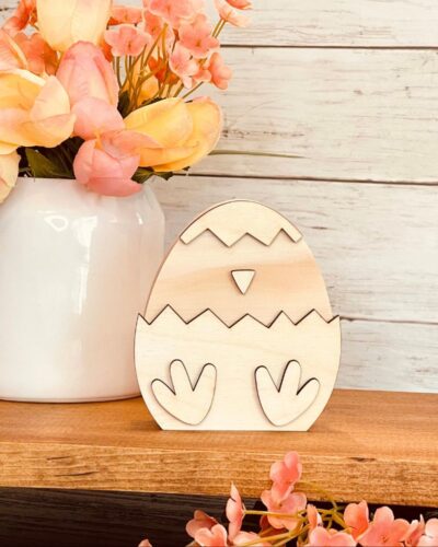 Easter Egg Chick Shaped Craft Wood, Unfinished Tiered Tray Decor, Wood Chick, DIY Easter Decor, DIY Wood Crafts, DIY Spring Decor, Ready to Paint Craft Wood, Unfinished Wood Craft, Easter Crafts, Easter Tiered Tray Decor, Free Standing Wood Chick, Read to Paint Wood Chick