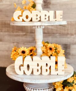 GOBBLE Word Shaped Craft Wood, DIY Thanksgiving Tiered Tray Decor, Thanksgiving Craft Wood, Unfinished Gobble Word Cut Out, Ready to Paint Craft Wood, DIY Fall Decor, DIY Fall Wood Craft, DIY Tiered Tray Decor, Unfinished Wood GOBBLE Sign