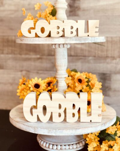 GOBBLE Word Shaped Craft Wood, DIY Thanksgiving Tiered Tray Decor, Thanksgiving Craft Wood, Unfinished Gobble Word Cut Out, Ready to Paint Craft Wood, DIY Fall Decor, DIY Fall Wood Craft, DIY Tiered Tray Decor, Unfinished Wood GOBBLE Sign