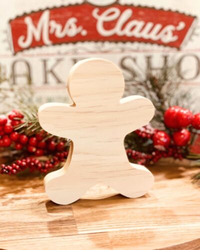 Ginger Boy Shaped Craft Wood, Christmas Tiered Tray Decor, DIY Christmas Decor, Free Standing Craft Wood, Ready to Paint Craft Wood, Unfinished Tiered Tray Decor, DIY Craft Wood, Chunky Wood Ginger, Wood Ginger Boy, DIY Christmas Bakery Decor