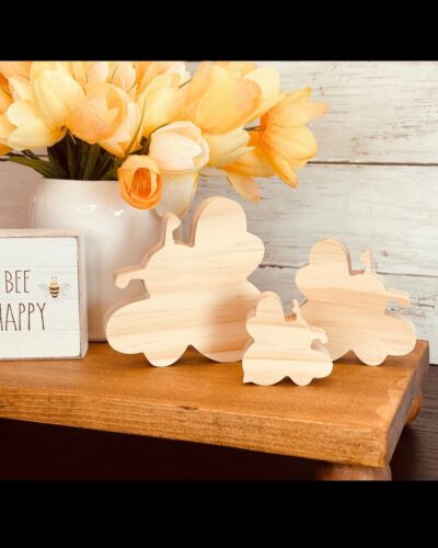 Honey Bee Shaped Craft Wood, Unfinished Tiered Tray Decor, Wood Honey Bee, DIY Wood Crafts, DIY Spring Decor, Ready to Paint Craft Wood, Unfinished Wood Craft, Spring Crafts, Spring Tiered Tray Decor, Ready to Paint Wood Bee