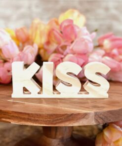 KISS Word Craft Wood, Valentines Day Tiered Tray Decor, Valentines Day Craft Wood, Valentines Day Decor, Valentines Day DIY Decor, Unfinished KISS Word Cut Out, Ready to Paint Craft Wood, Free Standing Craft Wood, DIY Tiered Tray Decor