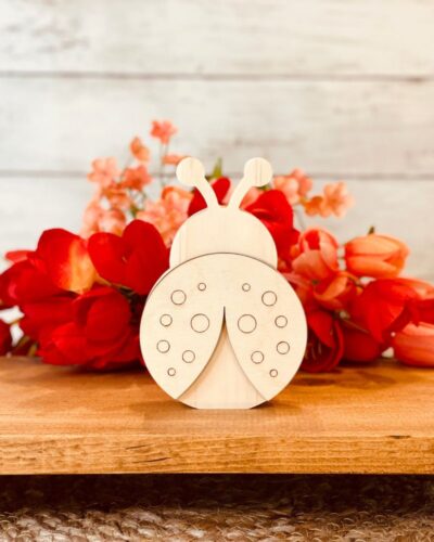 Ladybug Shaped Craft Wood, Unfinished Tiered Tray Decor, Free Standing Wood Ladybug, Summer Decor, Ready to Paint Wood Ladybug, Ready to Paint Craft Wood, Free Standing Craft Wood, DIY Tiered Tray Decor, DIY Chunky Wood Ladybug, Spring Decor