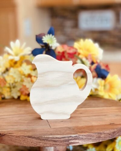 Pitcher Shaped Craft Wood, Unfinished Tiered Tray Decor, Free Standing Wood Lemonade Pitcher, Summer Decor, Ready to Paint Wood Summer Pitcher, Ready to Paint Craft Wood, Free Standing Craft Wood, DIY Tiered Tray Decor, DIY Chunky Wood Ice Tea Pitcher