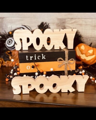 SPOOKY Word Shaped Craft Wood, Halloween Tiered Tray Decor, Halloween Craft Wood, Halloween Decor, Halloween DIY Decor, Spooky Word Cut Out, Unfinished Spooky Word Cut Out, Ready to Paint Craft Wood, Free Standing Craft Wood