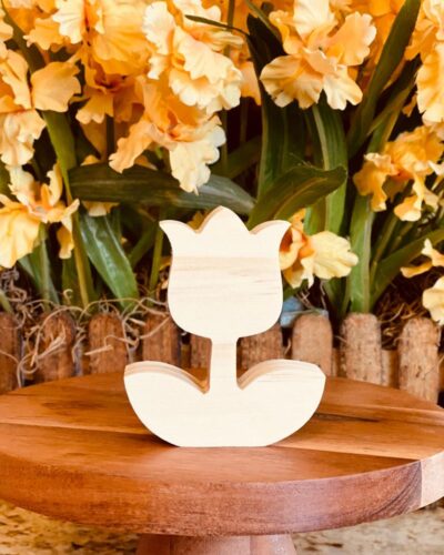 Standing Tulip Shaped Craft Wood, Unfinished Tiered Tray Decor, Wood Tulip, DIY Easter Decor, DIY Wood Crafts, Spring Tulip, Spring Flower, DIY Spring Decor, Ready to Paint Craft Wood, Unfinished Wood Craft, Easter Crafts, Spring Tiered Tray Decor, Free Standing Wood Tulip, Read to Paint Wood Tulip