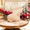 Stocking Shaped Craft Wood, Unfinished Wood Stocking, Tiered Tray Decor, DIY Craft Wood, Ready to Paint Wood Stocking, Wood Stocking, Unfinished Tiered Tray Decor, Free Standing Craft Wood, Ready to Paint Craft Wood, Christmas Tiered Tray Decor, DIY Christmas Decor