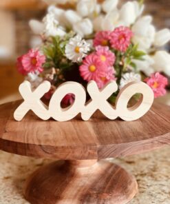 XOXO Word Shaped Craft Wood, Valentines Day Tiered Tray Decor, Valentines Day Craft Wood, Valentines Day Decor, Valentines Day DIY Decor, Unfinished XOXO Cut Out, Ready to Paint Craft Wood, Free Standing Craft Wood